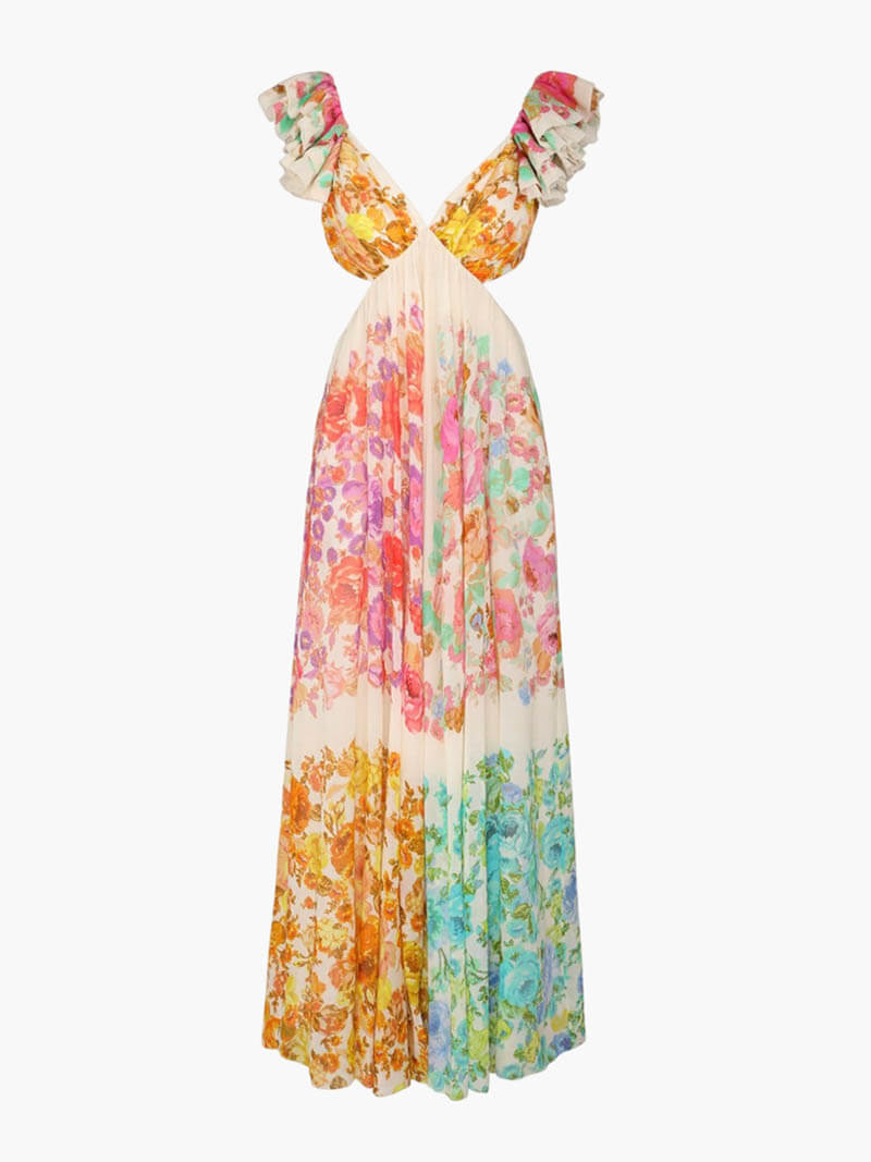 Saffron | Women's Bohemian V-Neck Maxi Dress