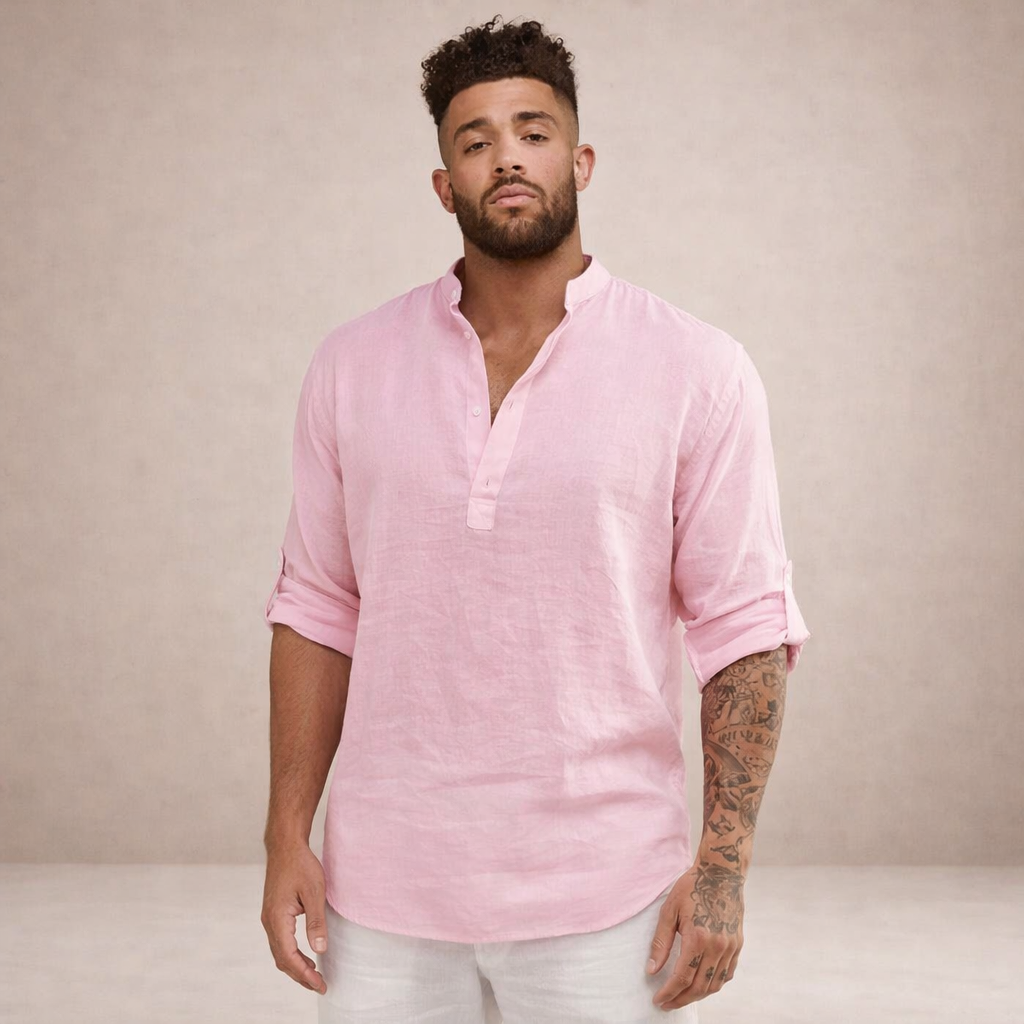 Benjamin | Men's Stand-Up Collar Linen Shirt
