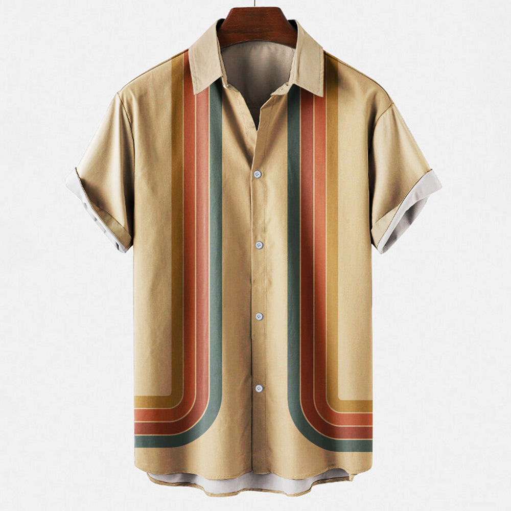 Wallace | Men's Retro Striped Short Sleeve Shirt