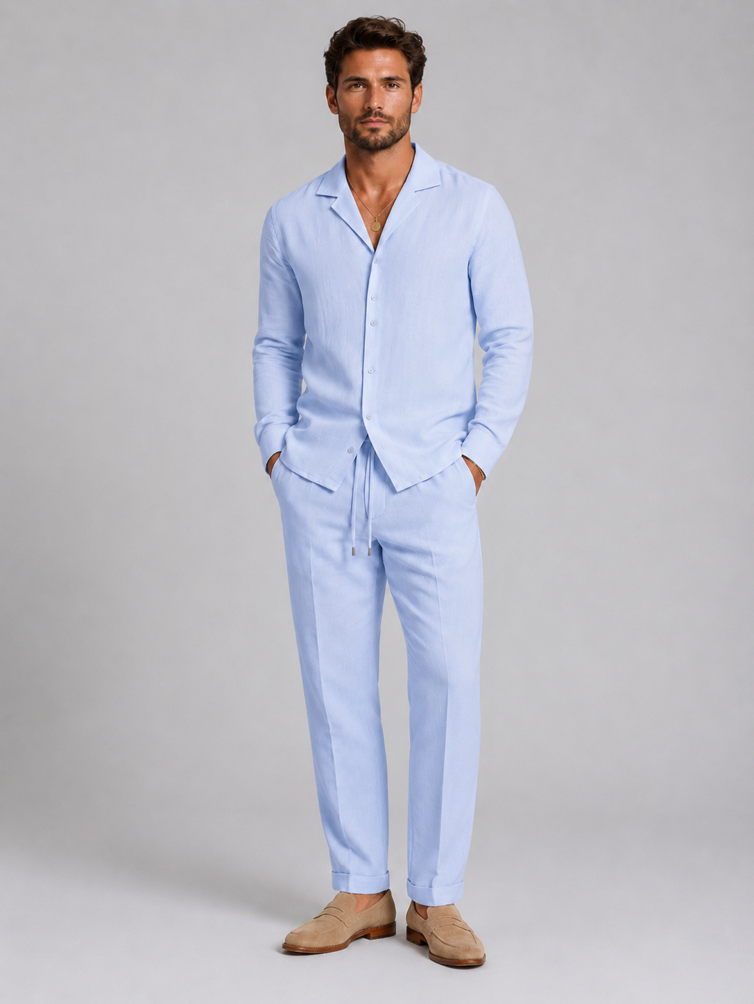 Malcolm | Men's Linen Style Shirt and Trouser Set