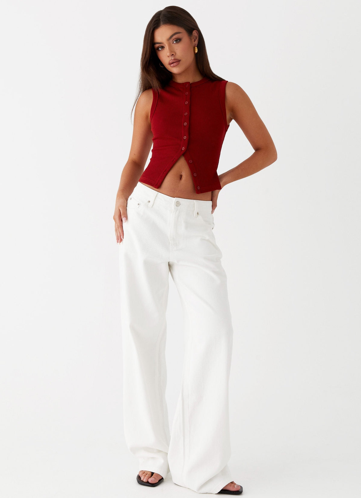 Lucy | Women's Ribbed Button Tank Top