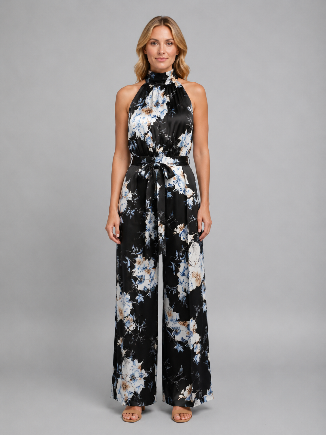 Marisol | Women's Floral Halter Wide Leg Jumpsuit