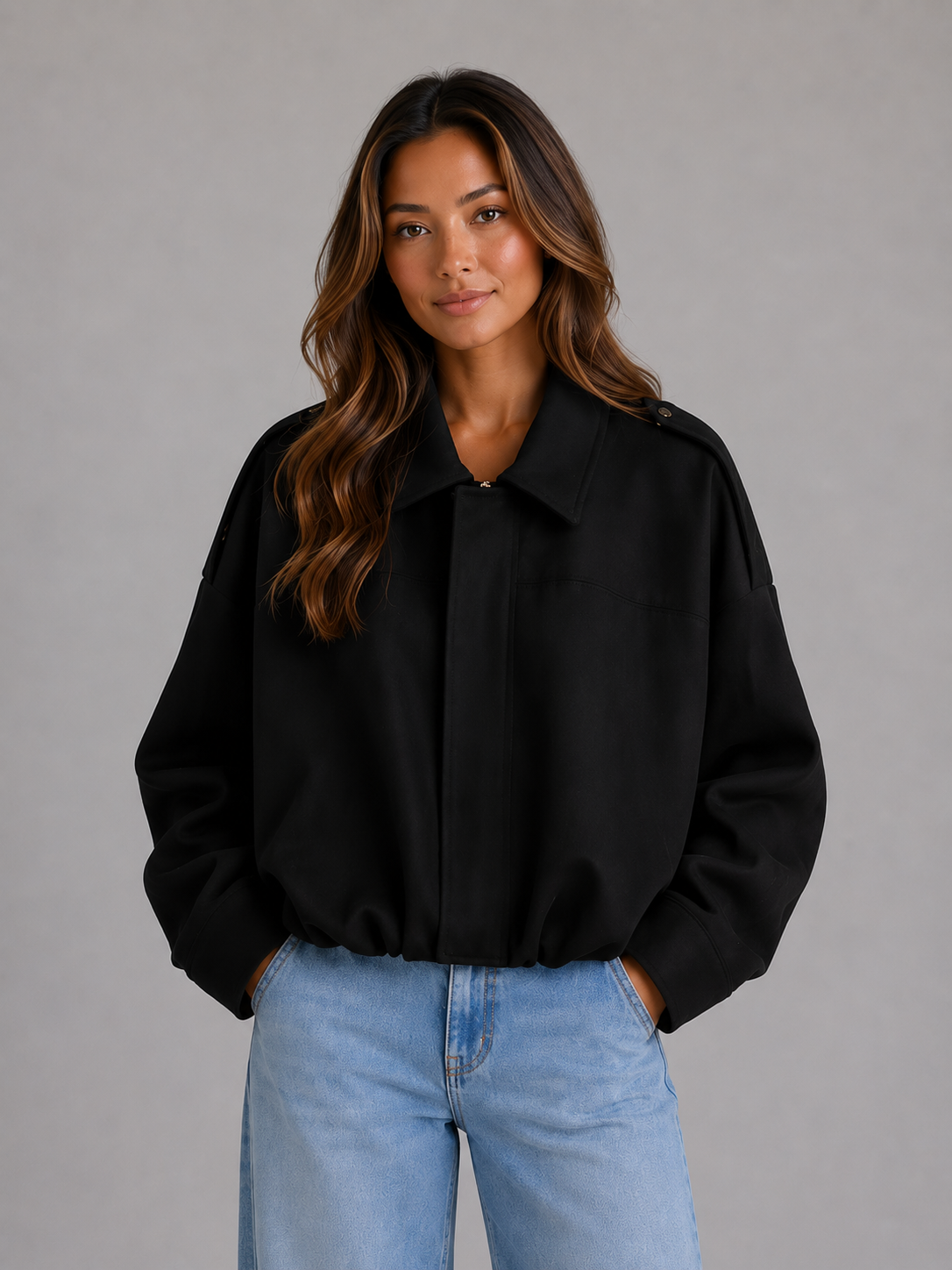 Liv | Women's Suede Look Bomber Jacket