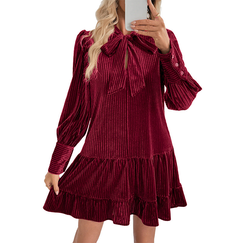 Verity | Women's Velvet Bow Mini Dress