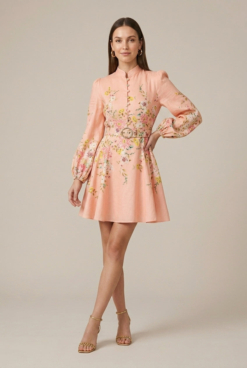 Florence | Women's Floral Puff Sleeve Mini Dress
