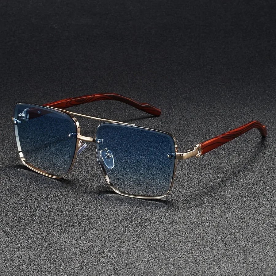 Thaddeus | Unisex Square Wooden Accent Sunglasses