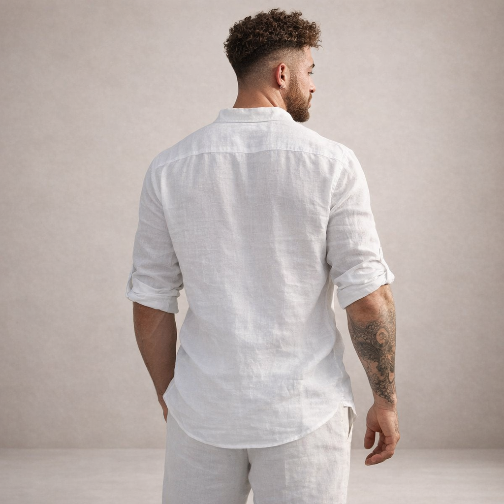 Benjamin | Men's Stand-Up Collar Linen Shirt