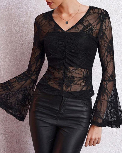 Rosa | Women's Floral Lace V-Neck Shirt