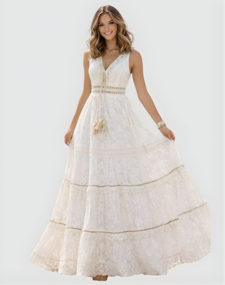 Marigold | Women's Deep V-Neck Beach Maxi Dress