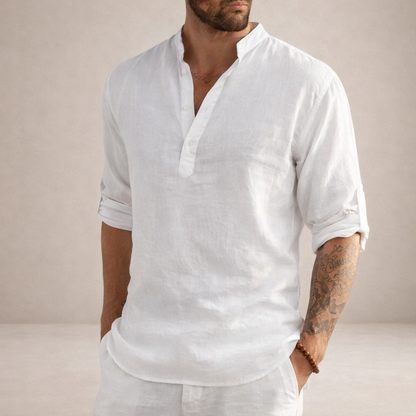 Benjamin | Men's Stand-Up Collar Linen Shirt