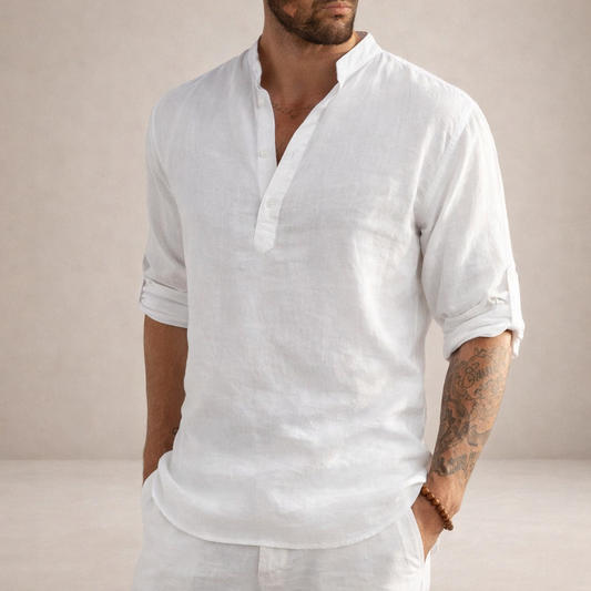 Benjamin | Men's Stand-Up Collar Linen Shirt