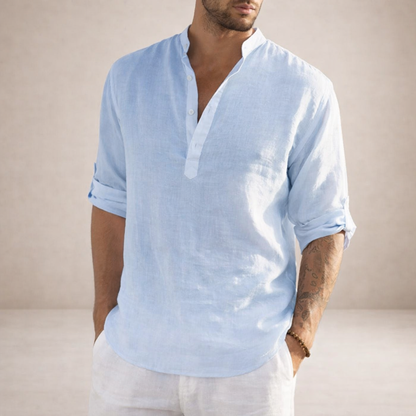 Benjamin | Men's Stand-Up Collar Linen Shirt