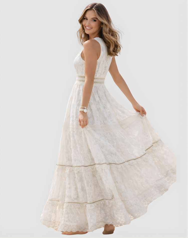Marigold | Women's Deep V-Neck Beach Maxi Dress