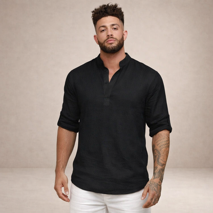 Benjamin | Men's Stand-Up Collar Linen Shirt