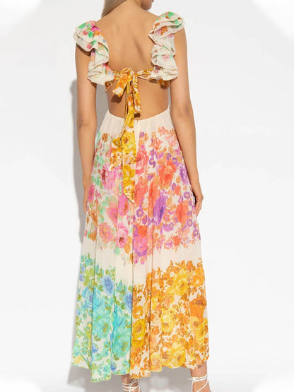Saffron | Women's Bohemian V-Neck Maxi Dress