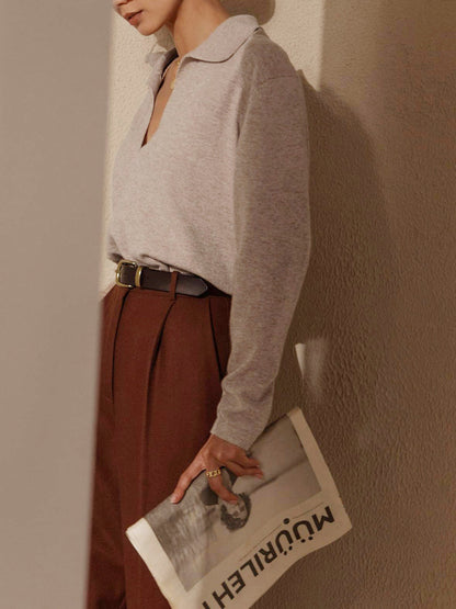 Cordelia | Women's Collared V-Neck Knitted Sweater
