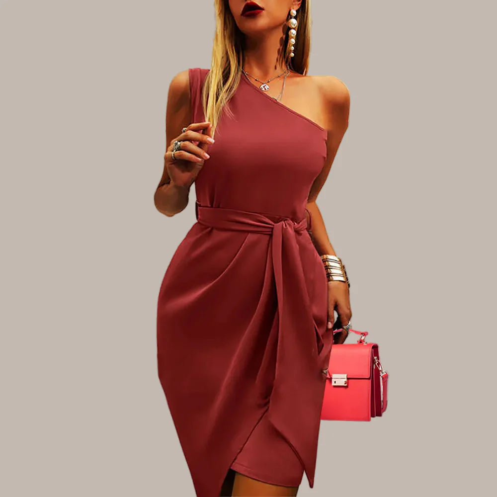 Aurelia | Women's One-Shoulder Midi Evening Dress
