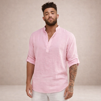 Benjamin | Men's Stand-Up Collar Linen Shirt