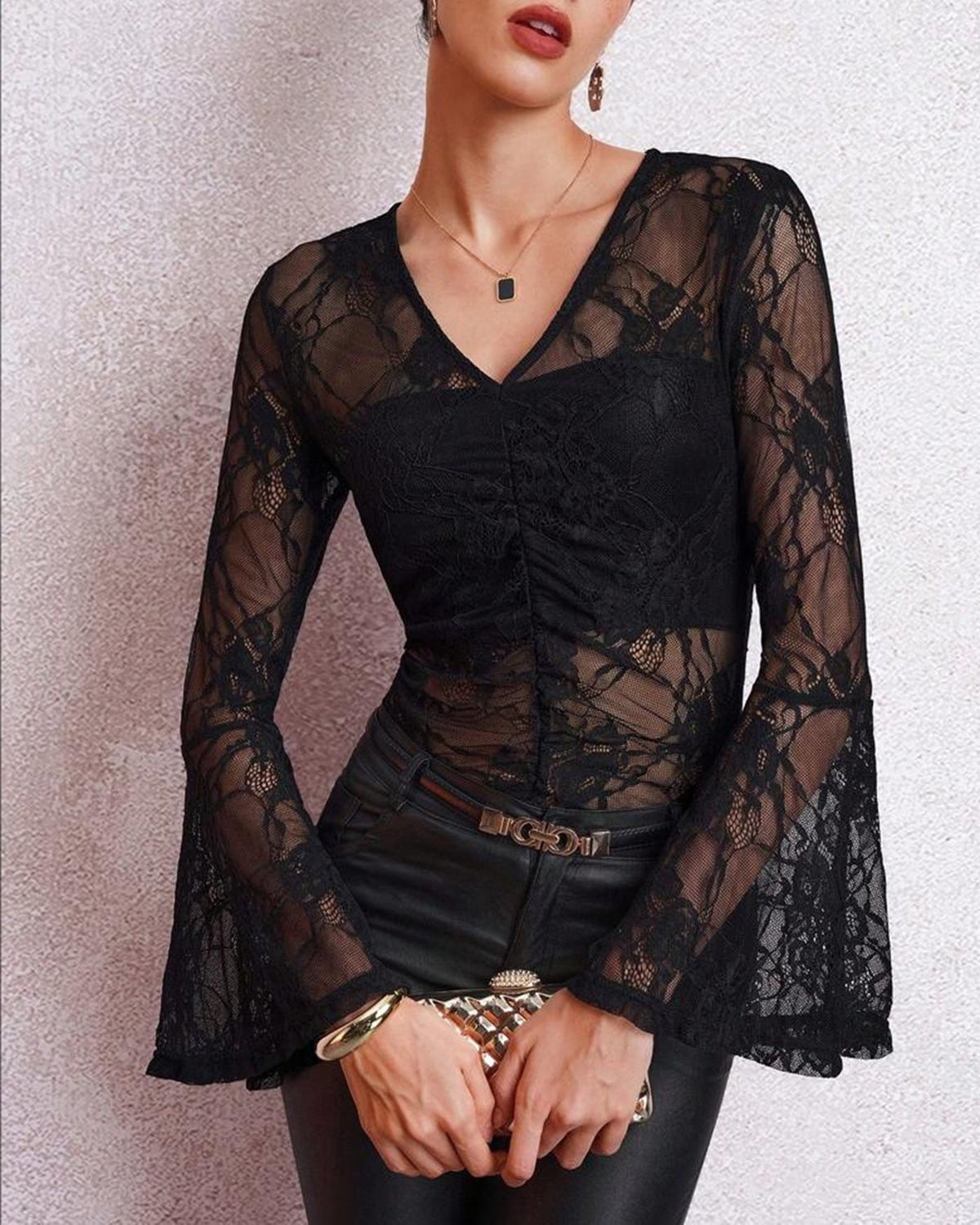 Rosa | Women's Floral Lace V-Neck Shirt