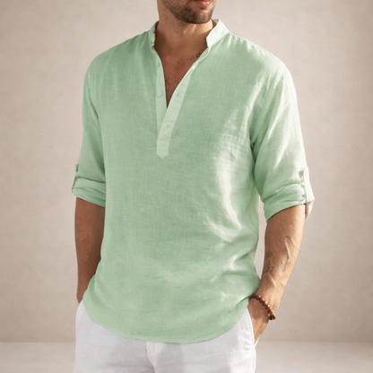 Benjamin | Men's Stand-Up Collar Linen Shirt