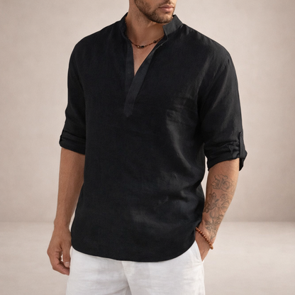 Benjamin | Men's Stand-Up Collar Linen Shirt