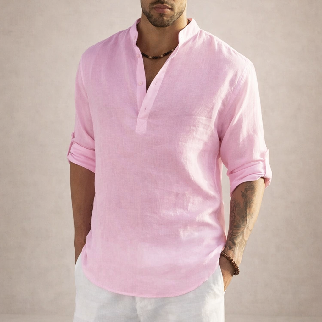 Benjamin | Men's Stand-Up Collar Linen Shirt