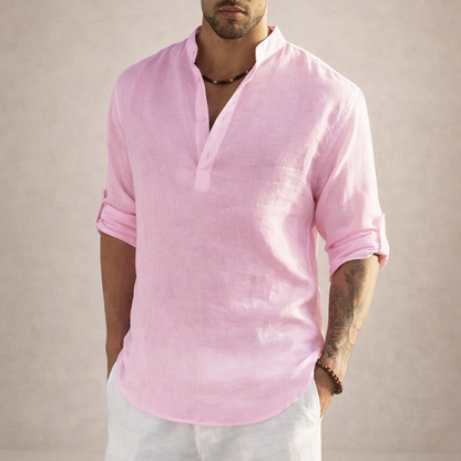 Benjamin | Men's Stand-Up Collar Linen Shirt