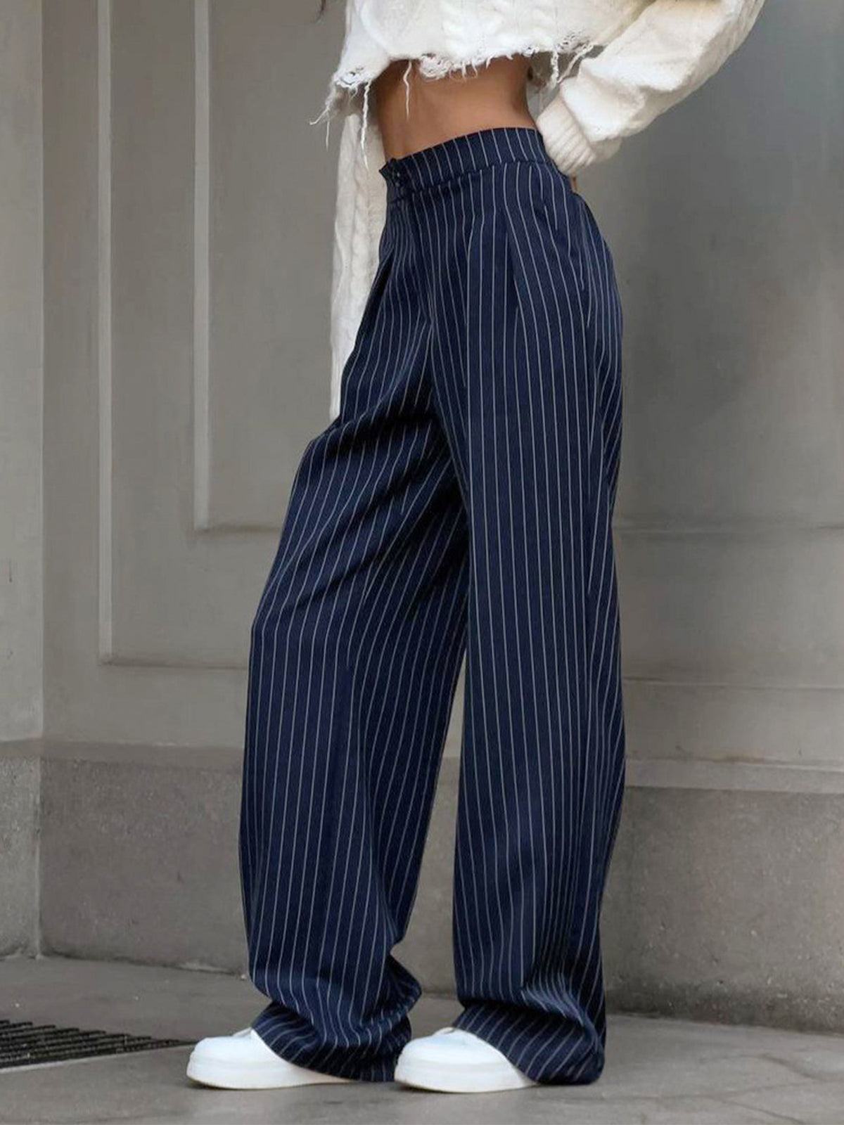 Philippa | Women's Pinstripe Wide-Leg Trousers