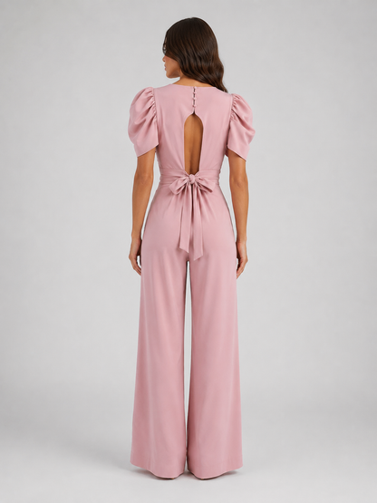 Rosabelle | Women's Puff Sleeve Wide Leg Jumpsuit