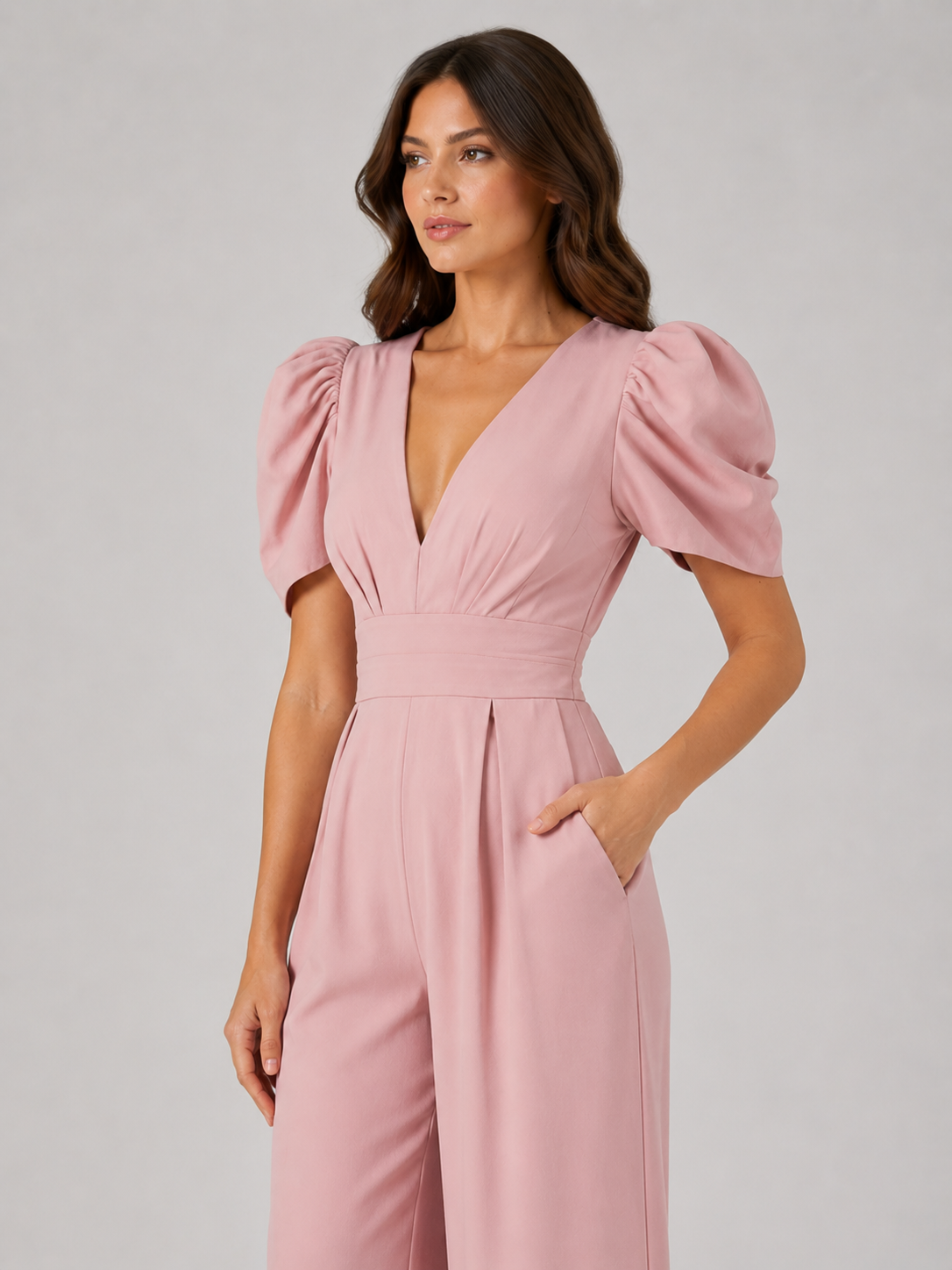 Rosabelle | Women's Puff Sleeve Wide Leg Jumpsuit