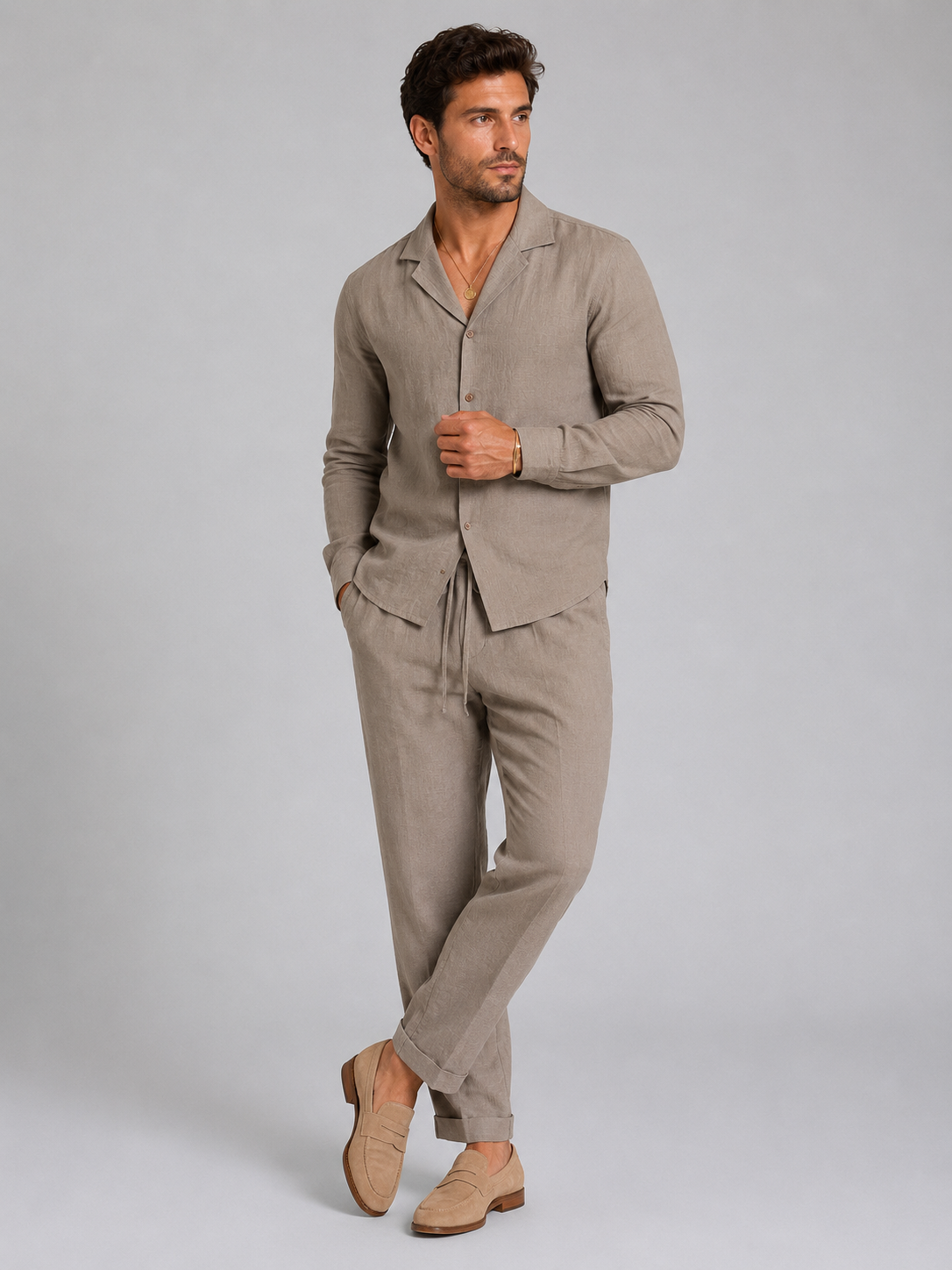 Malcolm | Men's Linen Style Shirt and Trouser Set
