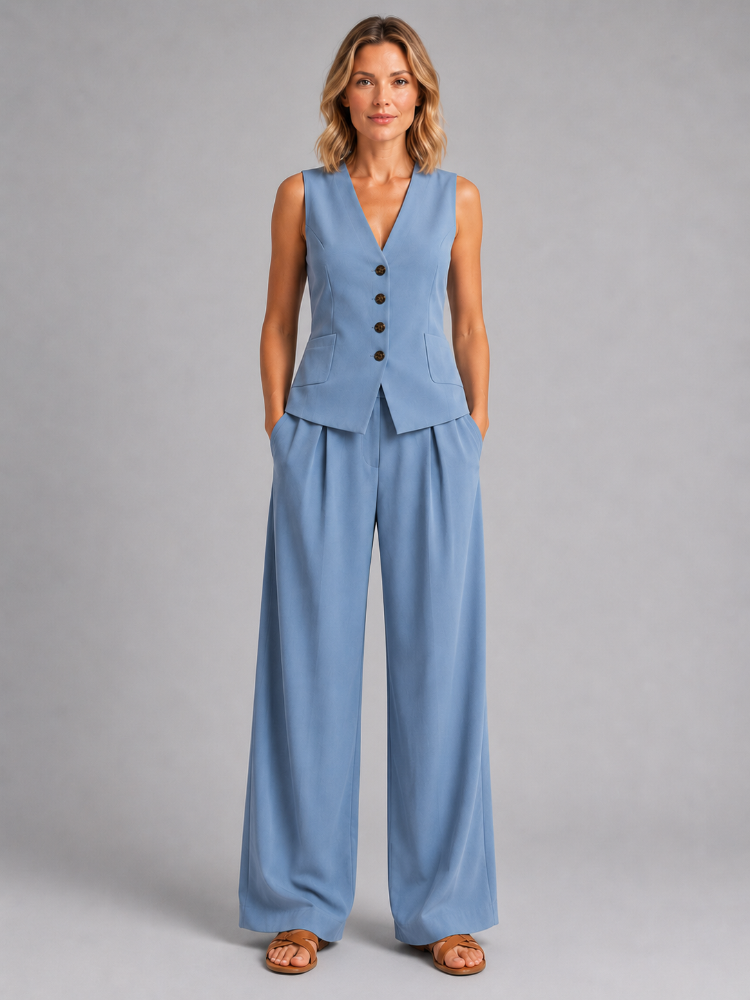 Imogen | Women's Waistcoat and Wide-Leg Trouser Set