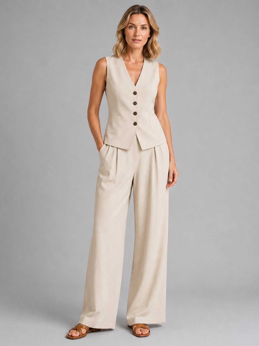 Imogen | Women's Waistcoat and Wide-Leg Trouser Set