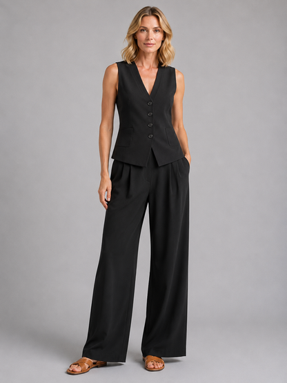 Imogen | Women's Waistcoat and Wide-Leg Trouser Set