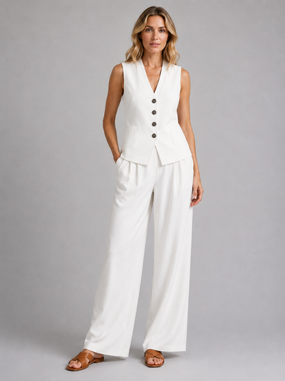 Imogen | Women's Waistcoat and Wide-Leg Trouser Set