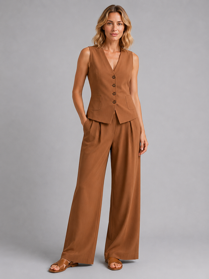 Imogen | Women's Waistcoat and Wide-Leg Trouser Set