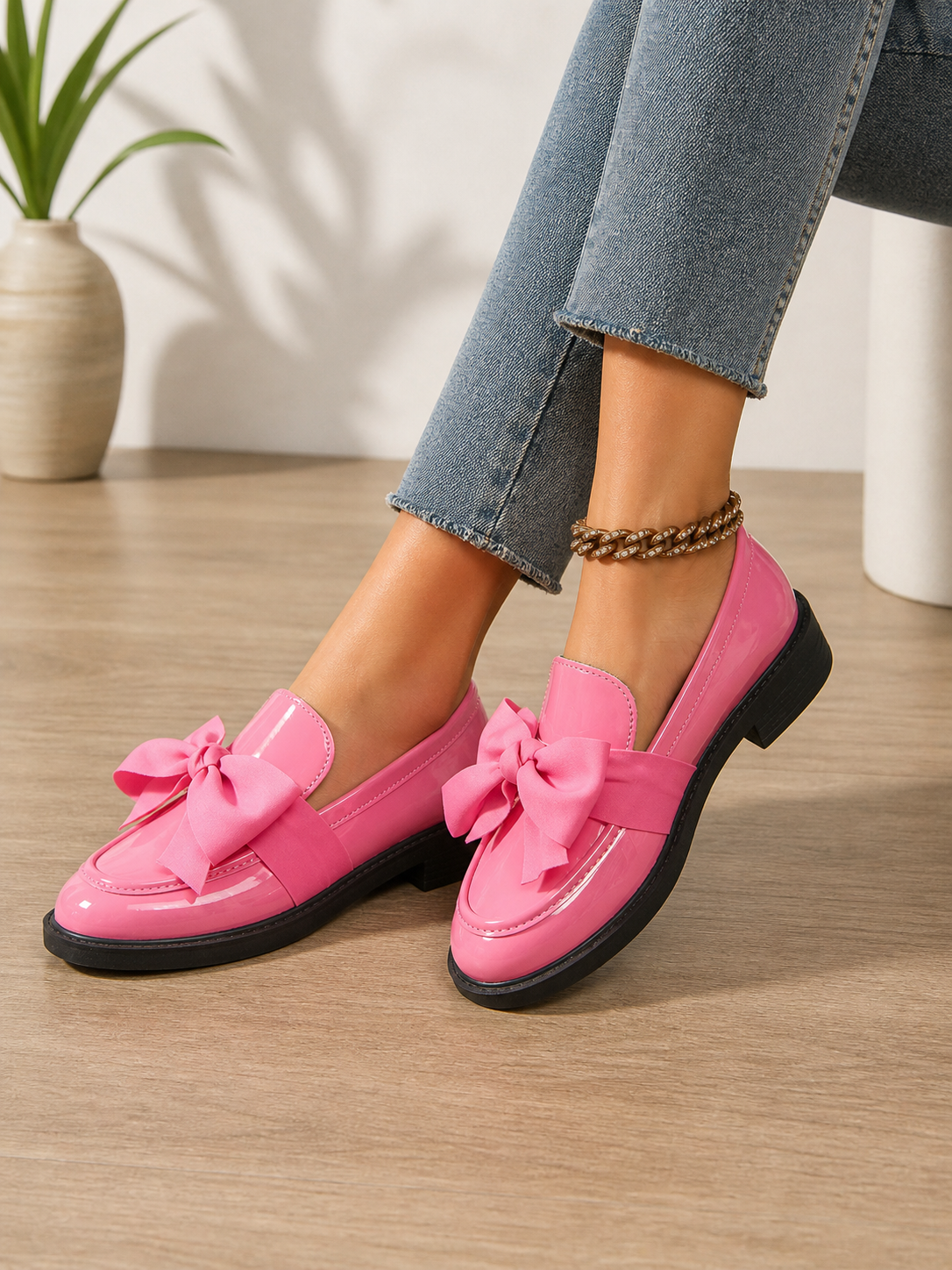 Freya | Women's Bow Detail Leather Loafers