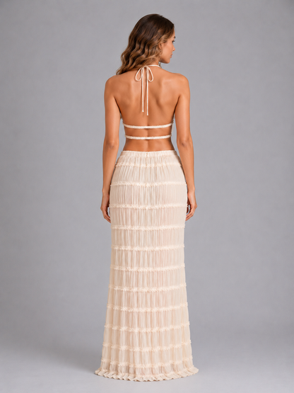 Ottoline | Women's Ruffle Textured Two-Piece Maxi Set