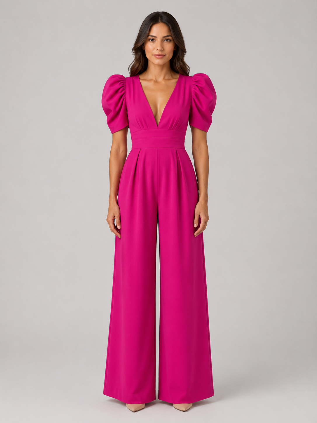 Rosabelle | Women's Puff Sleeve Wide Leg Jumpsuit