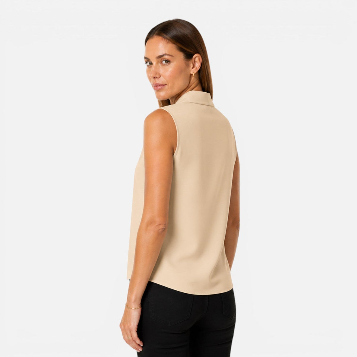 Beatrice | Women's Sleeveless Draped V-Neck Blouse