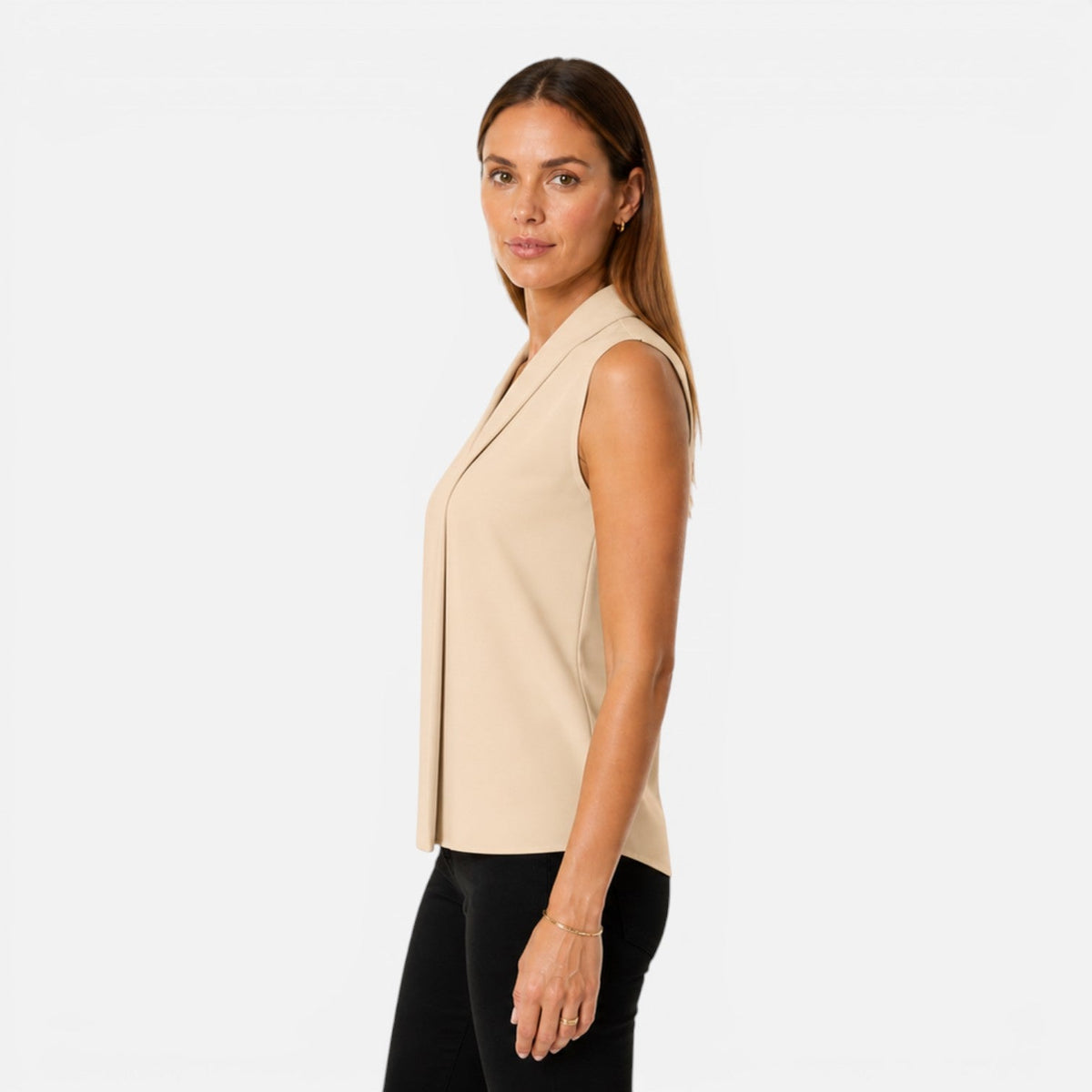 Beatrice | Women's Sleeveless Draped V-Neck Blouse