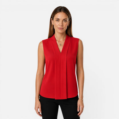 Beatrice | Women's Sleeveless Draped V-Neck Blouse