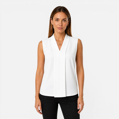 Beatrice | Women's Sleeveless Draped V-Neck Blouse