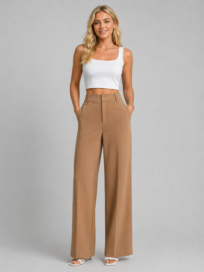 Winnie | Women's High Waisted Wide Leg Trousers