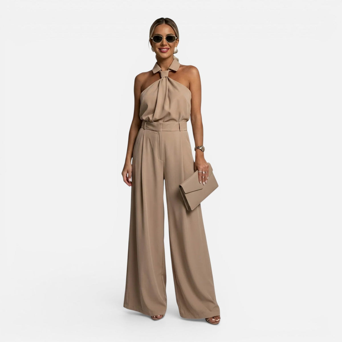 Livia | Women's Halter Neck Wide Leg Jumpsuit
