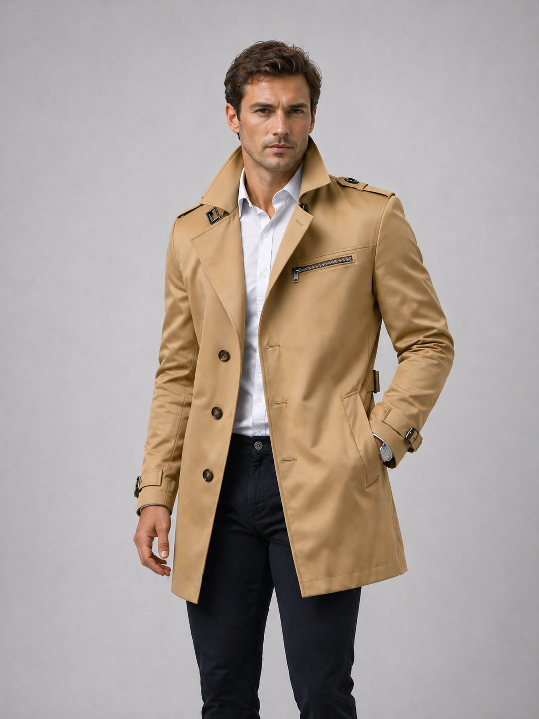 Cyril | Men's Belted Trench Coat