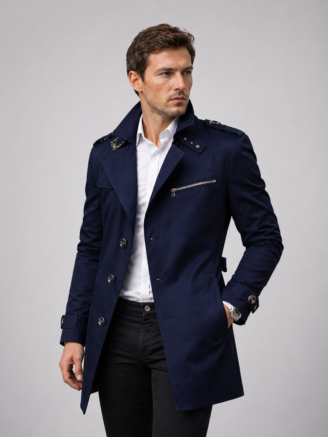 Cyril | Men's Belted Trench Coat