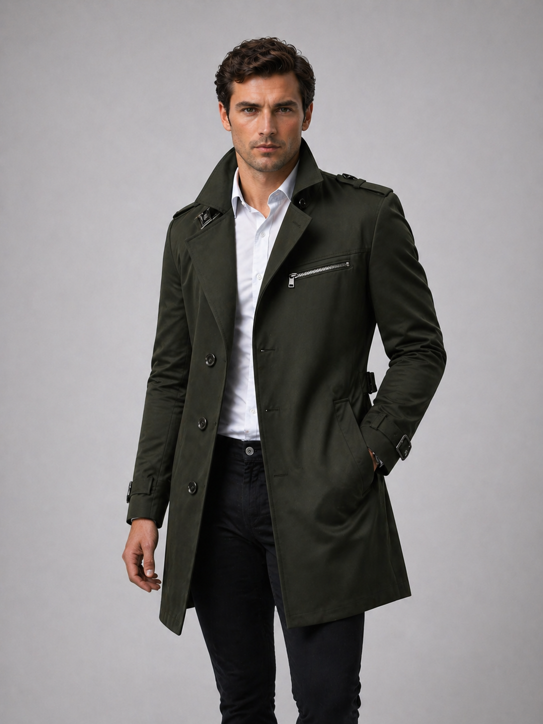 Cyril | Men's Belted Trench Coat