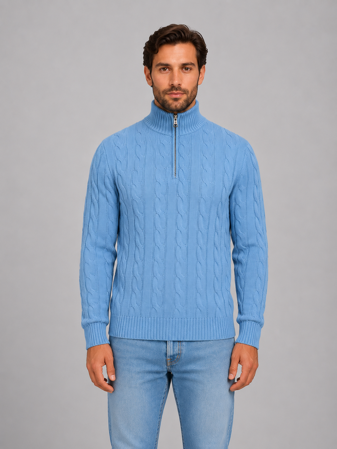 Garrick | Men's Cable Knit Quarter Zip Jumper