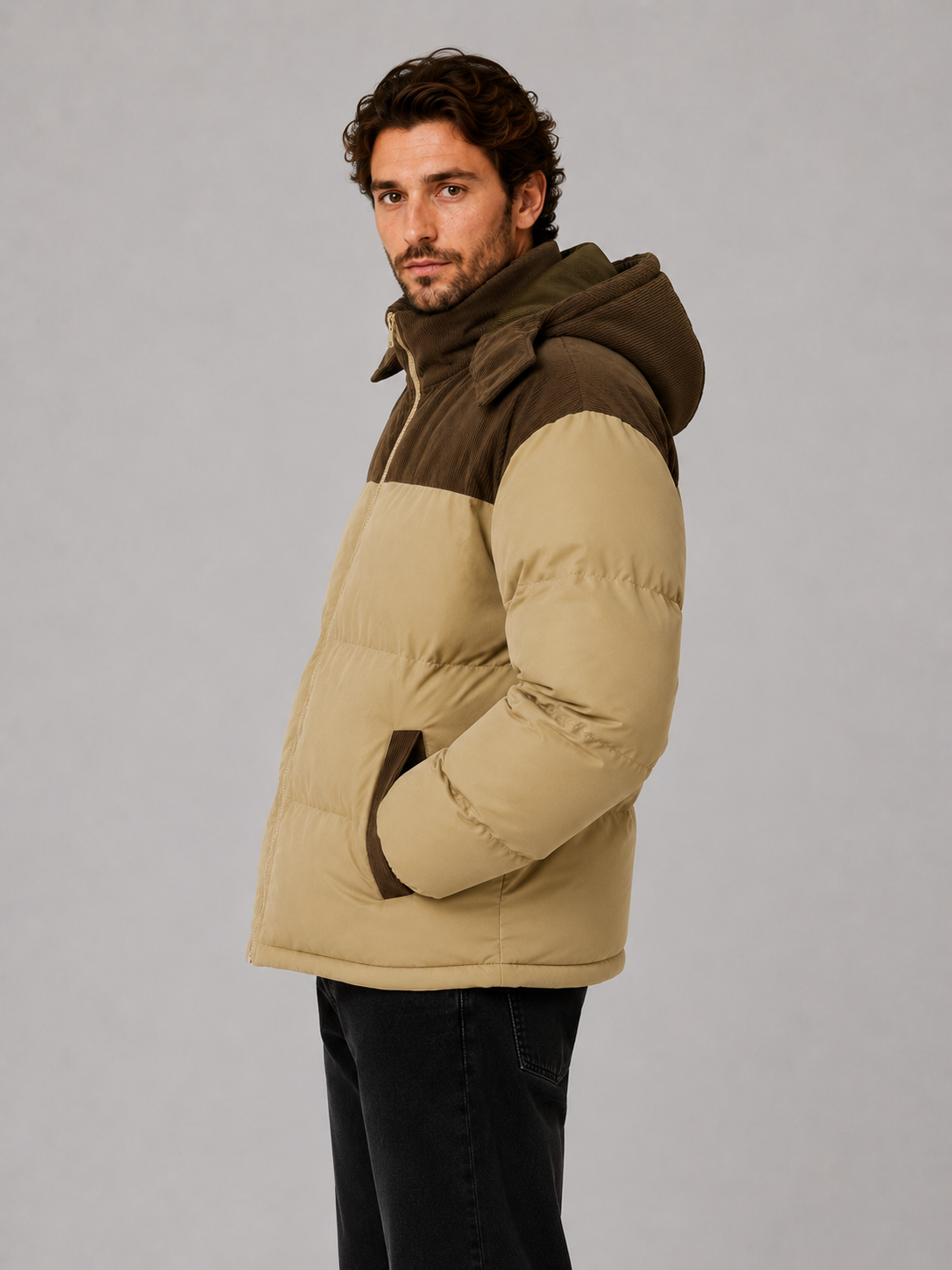 Foster | Men's Hooded Corduroy Puffer Jacket